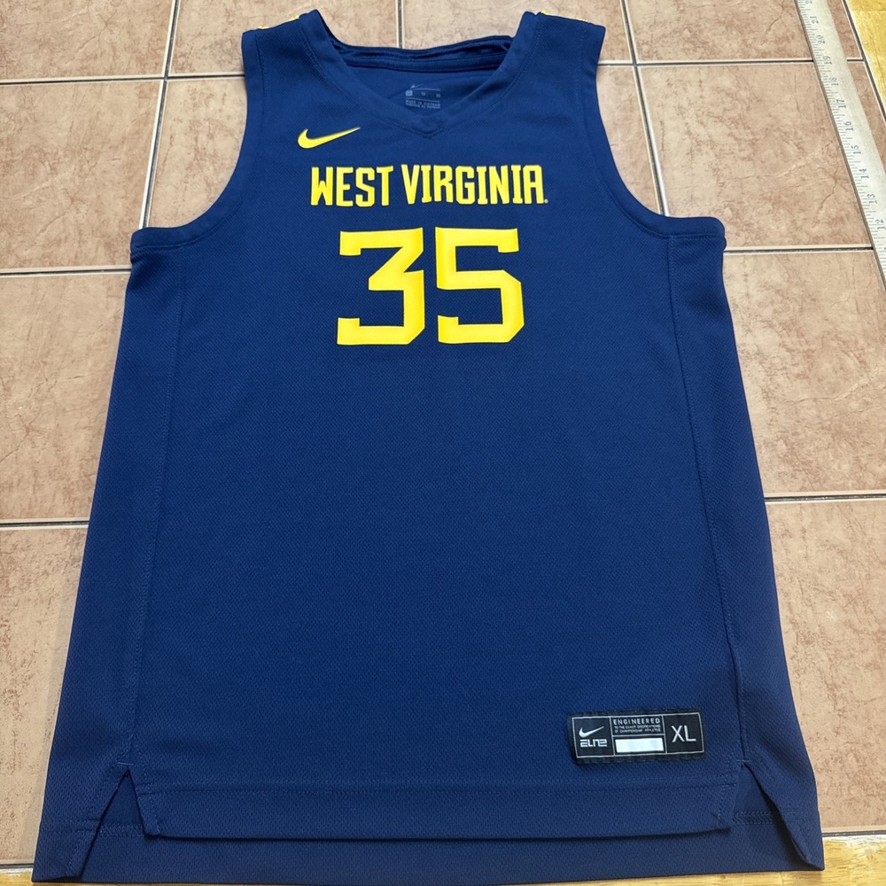 Nike Elite West Virginia University Mountaineers WVU Basketball Jersey Youth XL